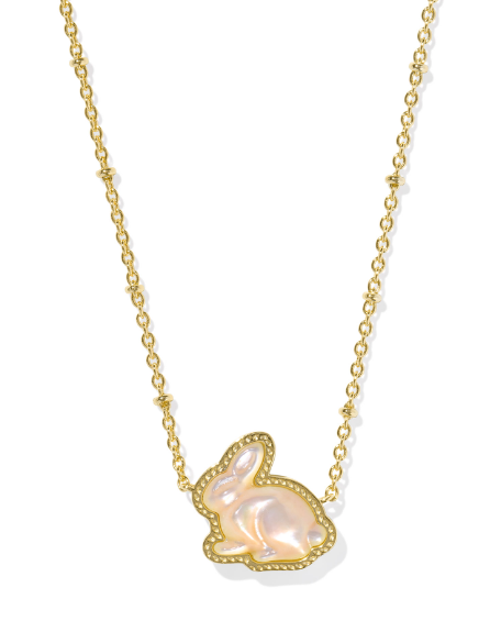 Kendra Scott Bunny Short Necklace in Gold Taupe Mother of Pearl