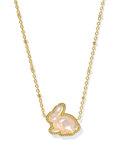 Kendra Scott Bunny Short Necklace in Gold Taupe Mother of Pearl