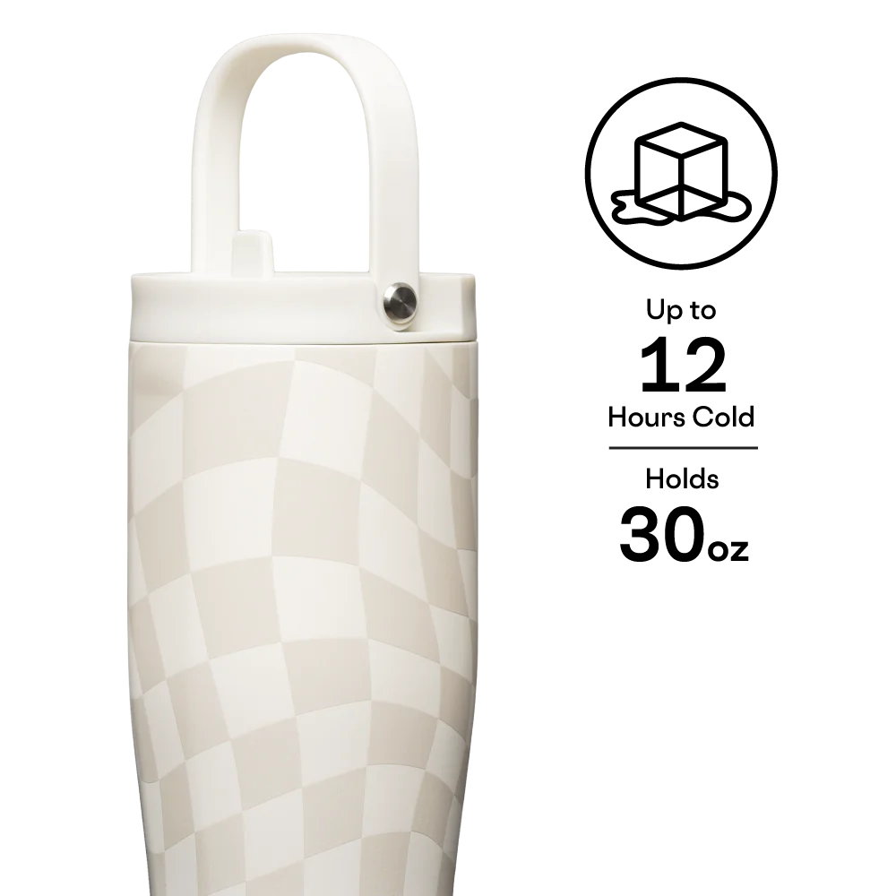 Corkcicle 30oz Go Cup XL in Wavy Checkerboard