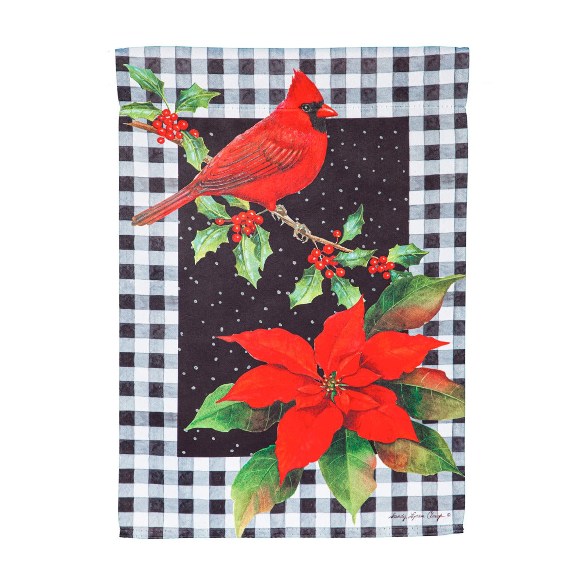 Cardinal & Holly Large House Flag