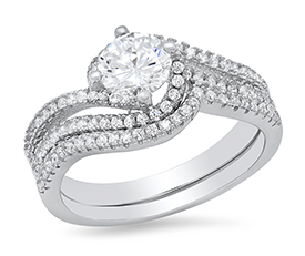 Sterling Silver Ladies Cubic Zirconia Bridal Set