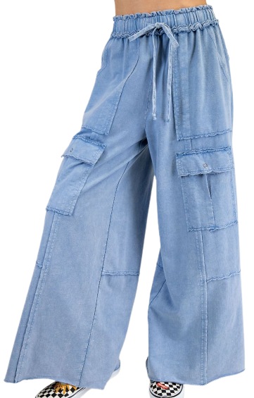 Soft Breeze Wide Leg Pants in Cadet Blue