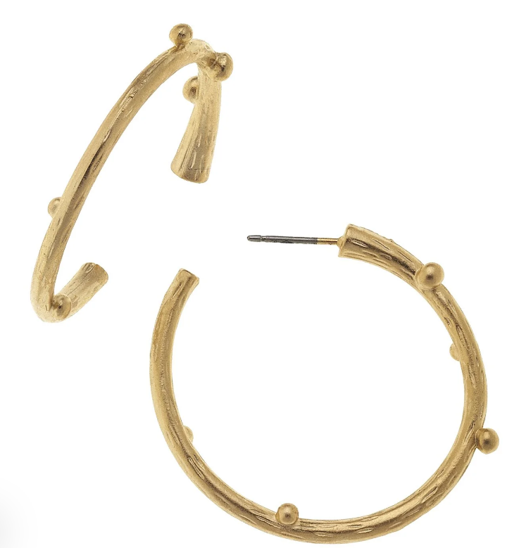 Susan Shaw Gold Vine Hoop Earrings