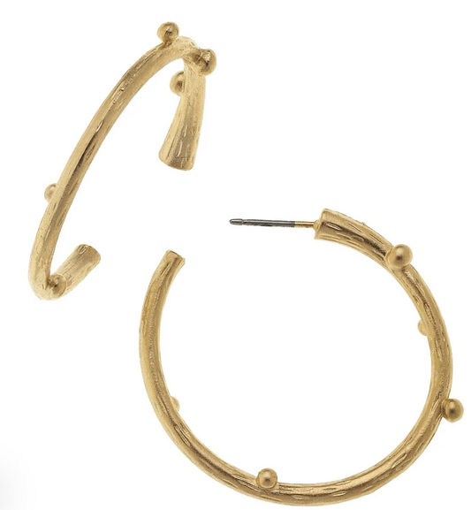 Susan Shaw Gold Vine Hoop Earrings