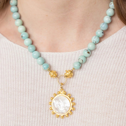 Susan Shaw Erin Engraved Dove Agate Necklace