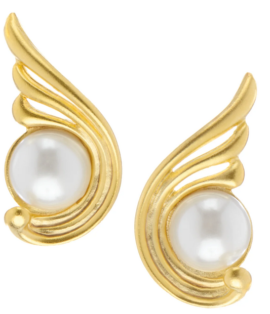Susan Shaw Gold Villa Artemis Pearl Stud Earrings
