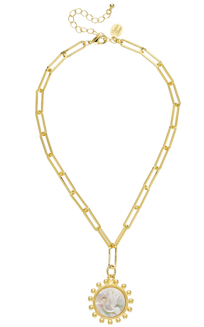 Susan Shaw Gold Emily Engraved Dove Necklace