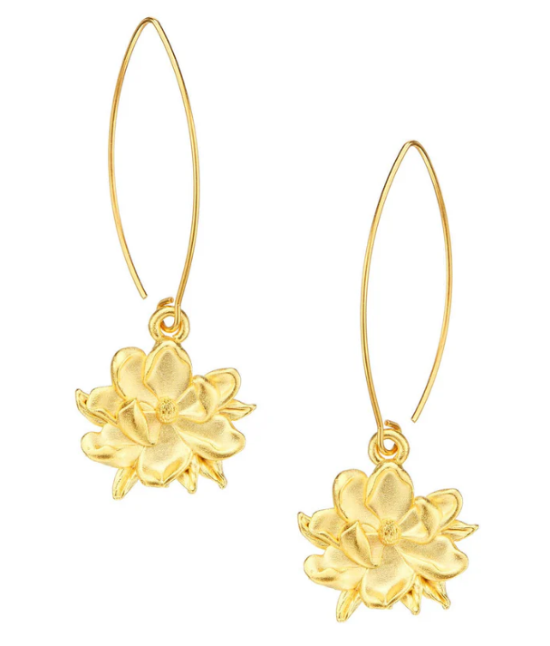 Susan Shaw Gold Magnolia Threader Earrings