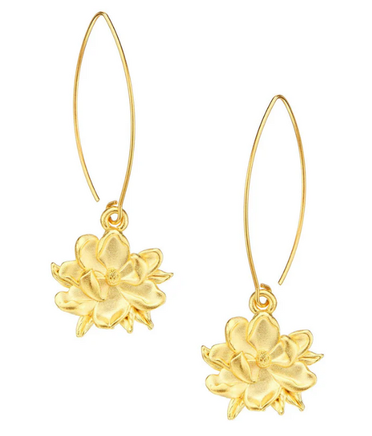 Susan Shaw Gold Magnolia Threader Earrings
