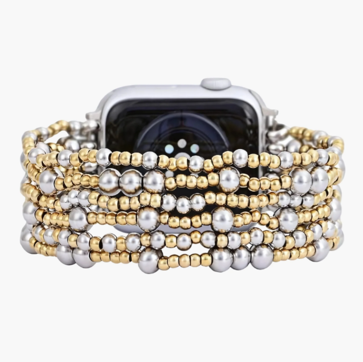 Platinum Demure Stretch Apple Watch Strap - Small