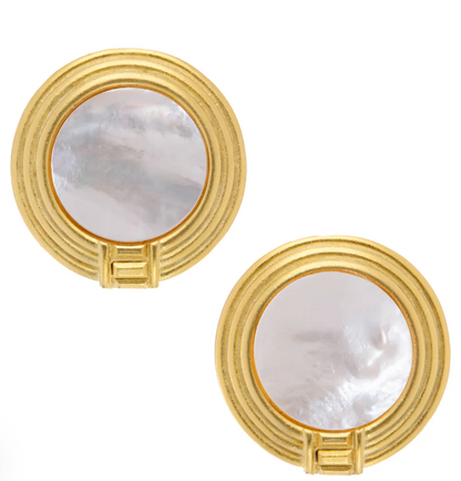Susan Shaw Gold Roma Studs in Mother of Pearl