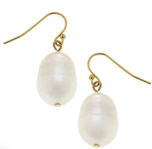 Susan Shaw Gold Freshwater Pearl Drop Earrings