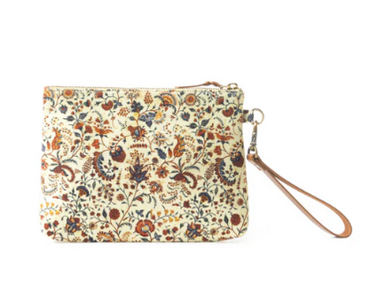 Peace & Serenity Blossoms Clutch Bag in Off White