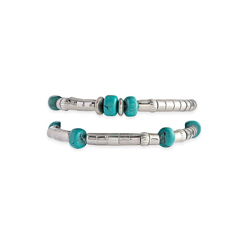S-11482 Myra Silver Fire Bracelets in Blue