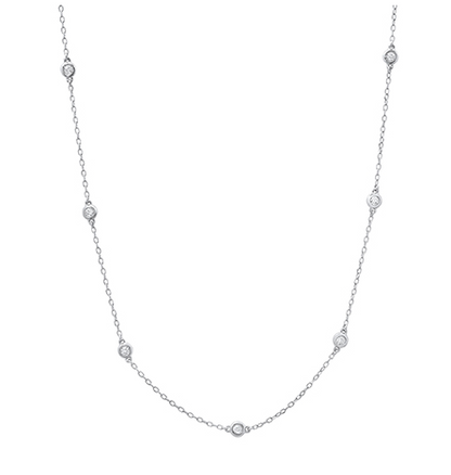 Sterling Silver 1/4CTTW Lab Diamond By The Yard Necklace - 18" 0
