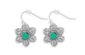 S-11047 Myra Hanna Turquoise Flower Dangle Earrings