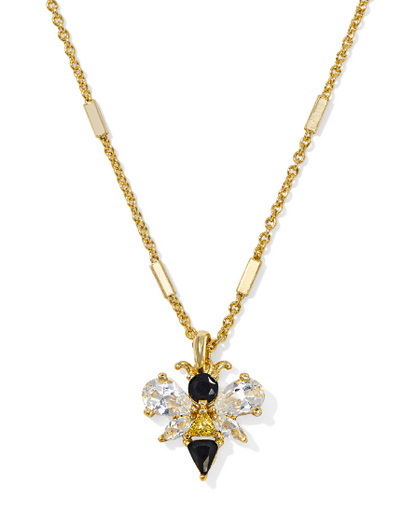 Kendra Scott Bee Short Pendant Necklace in Gold Back & Yellow Mix