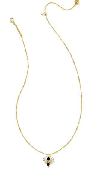 Kendra Scott Bee Short Pendant Necklace in Gold Back & Yellow Mix