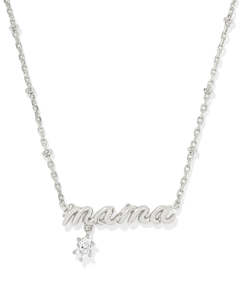 Kendra Scott Mama Crystal Short Necklace in Silver