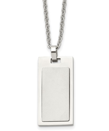 Stainless Steel Brushed & Polished Rectangle Dog Tag - 22"