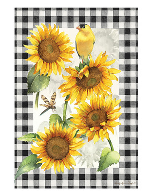 Sunflower & Goldfinch Suede House Flag
