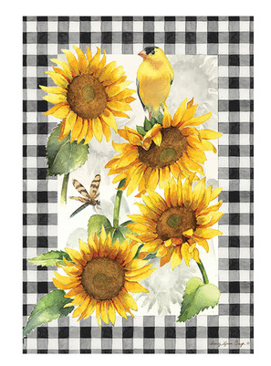 Sunflower & Goldfinch Suede Garden Flag