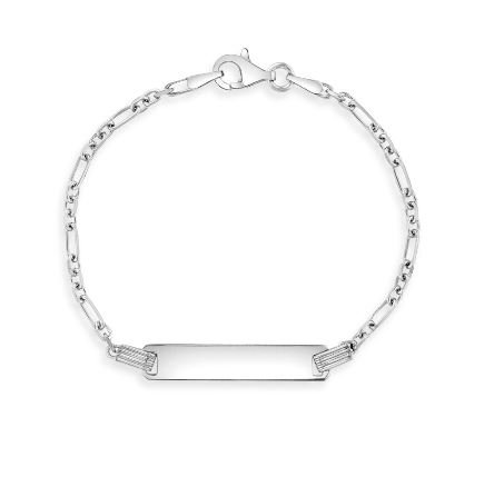 Sterling Silver Rondel Link Tag ID Boy's Bracelet - 5"