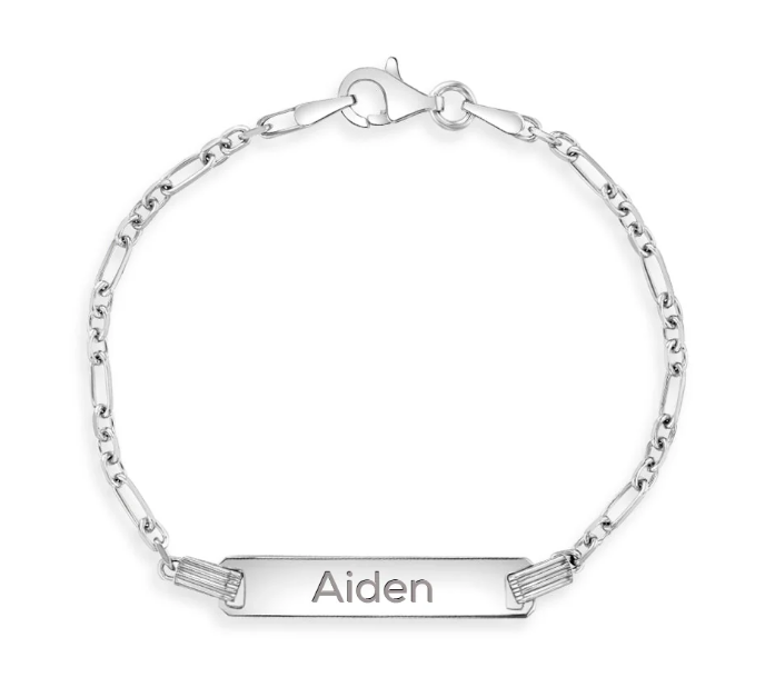 Sterling Silver Rondel Link Tag ID Boy's Bracelet - 5"