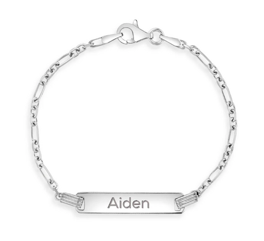Sterling Silver Rondel Link Tag ID Boy's Bracelet - 5"