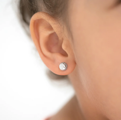 Sterling Silver Polished Soccer Ball Girl Earrings
