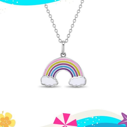 Sterling Silver Colorful Rainbow Kids Necklace