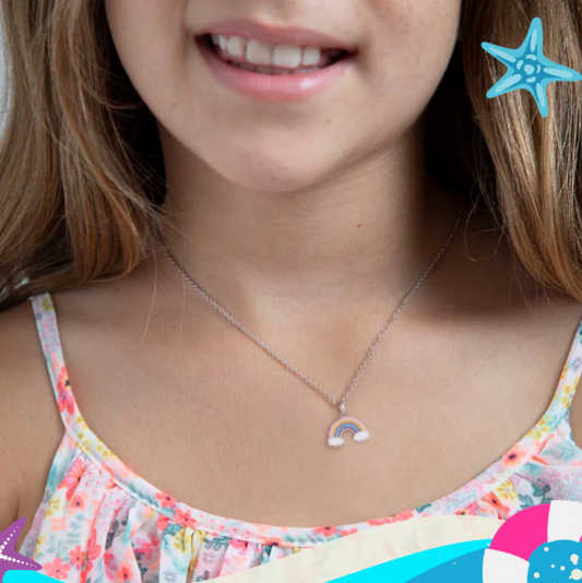 Sterling Silver Colorful Rainbow Kids Necklace