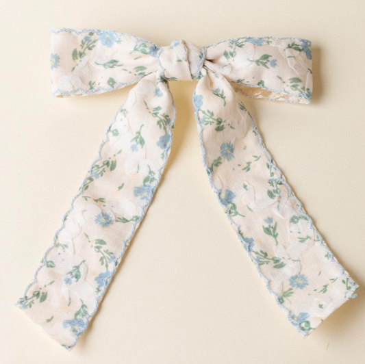 Blue Floral Flair Hair Bow