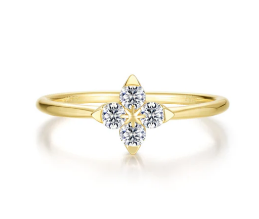 Lafonn Gold Plated .2CTTW Trillium Flower Bloom Ring