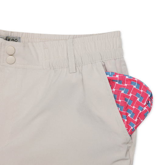 Burlebo Everday Short - Light Khaki - American Flag Pocket
