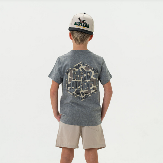 Burlebo Youth Short Sleeve T-shirt - Rad Dude - Dark Heather Grey