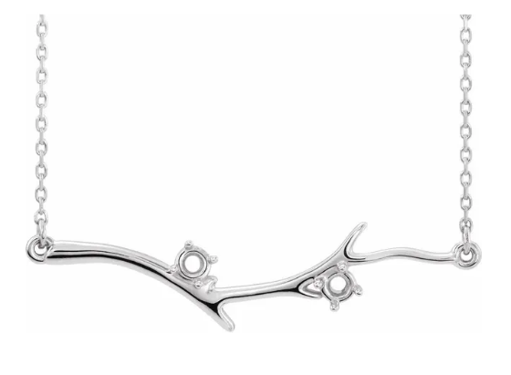 Sterling Silver 2 Stone Family Branch Necklace