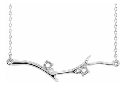 Sterling Silver 2 Stone Family Branch Necklace