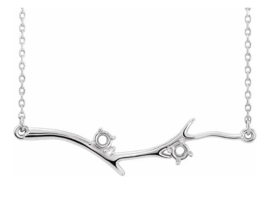 Sterling Silver 2 Stone Family Branch Necklace