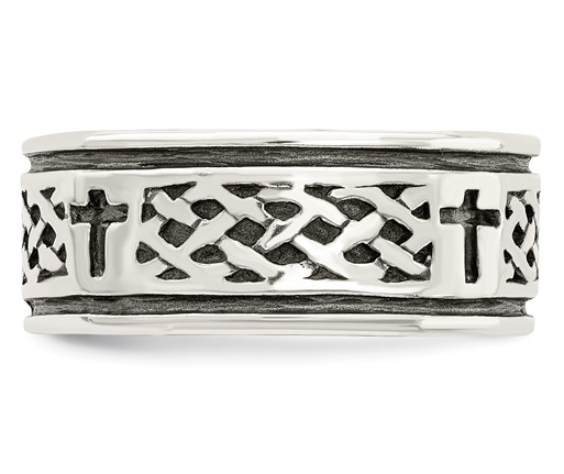 Sterling Silver Cross & Weave Design Ring