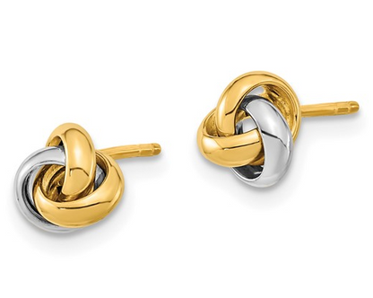 10K Two-Tone Polished Love Knot Post Earrings