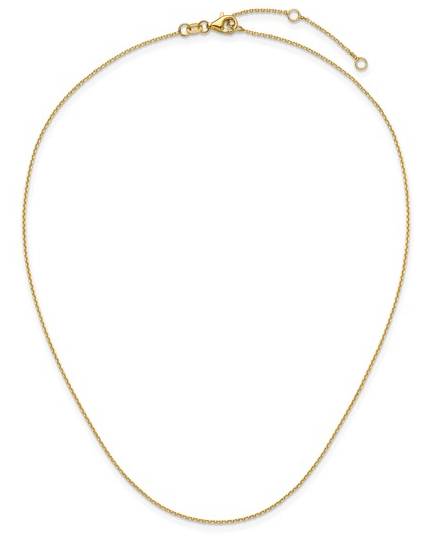 14K Yellow Gold 1mm Diamond Cut Square Cable Adjustable Chain