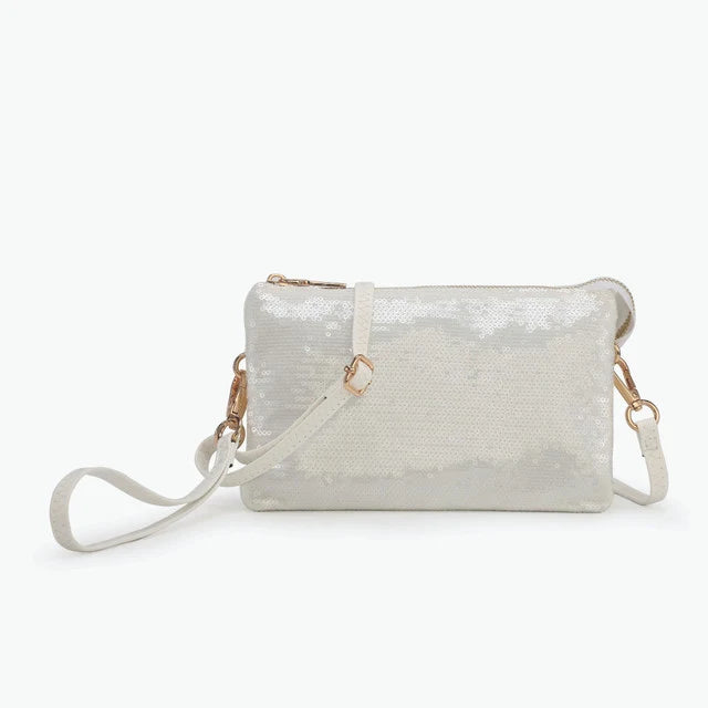 M0135SQN-WT Jen & Co Riley Sequin Crossbody White 0