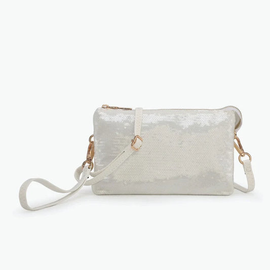 M0135SQN-WT Jen & Co Riley Sequin Crossbody White 0
