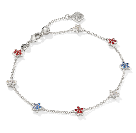 Kendra Scott Sierra Star Crystal Delicate Chain Bracelet in Red White Blue Mix