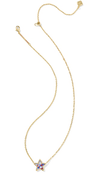 Kendra Scott Cassidy Short Necklace Gold Red White Blue Star Illusion