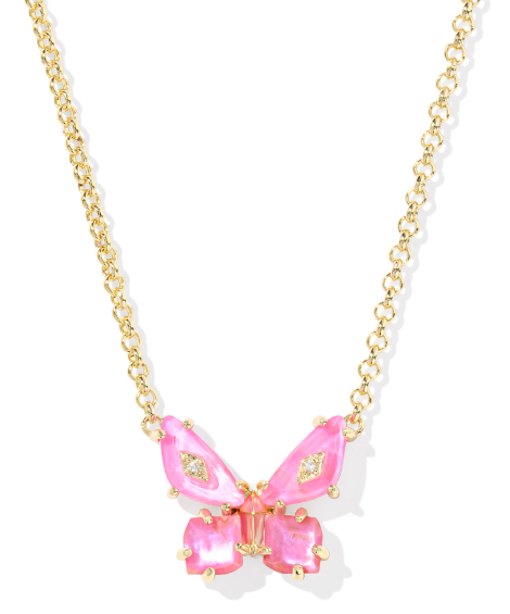 Kendra Scott Bianca Butterfly Short Necklace in Gold Pink Mix