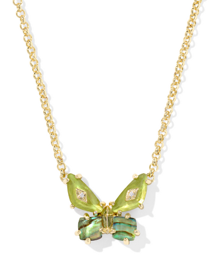Kendra Scott Bianca Butterfly Short Necklace in Gold Green Mix