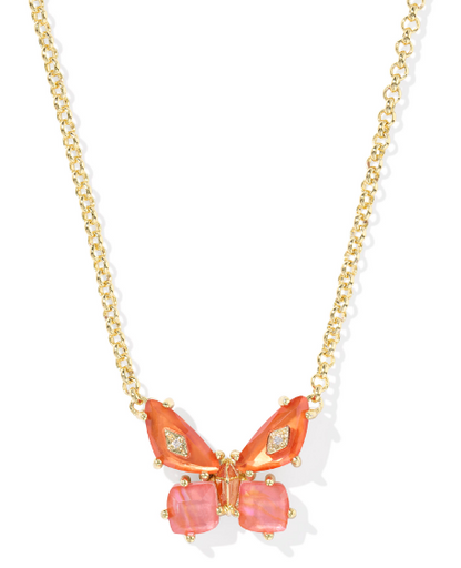 Kendra Scott Bianca Butterfly Short Necklace in Gold Orange Mix