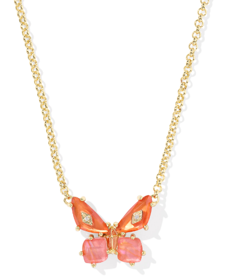 Kendra Scott Bianca Butterfly Short Necklace in Gold Orange Mix